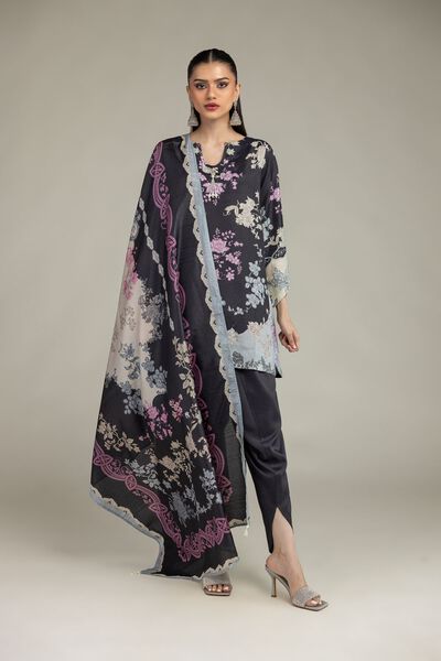 Embroidered | Raw Silk | Short Black Kurta | USD 13.50