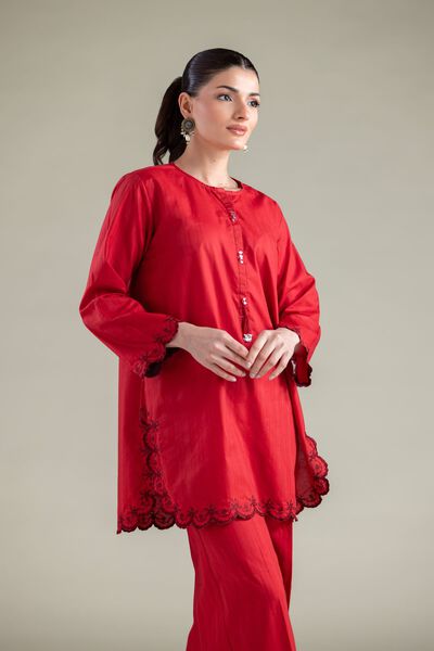 Embroidered | Cotton Dobby | Short Solid Kurta | USD 24.00