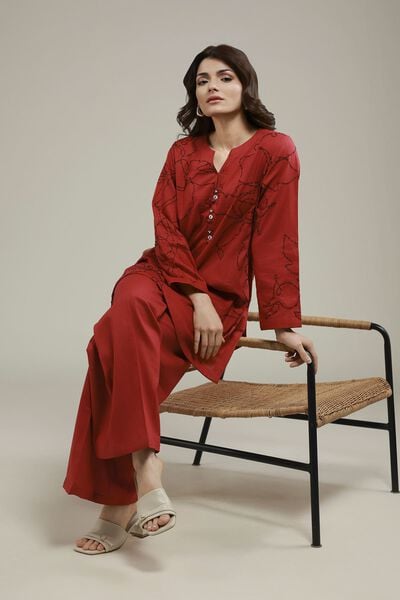 Embroidered | Heavy Textured Cotton | Floral Threadwork Kurta | USD 35.00