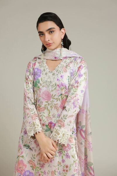 Printed | Satin | Tailored 3 Piece | USD 75.00