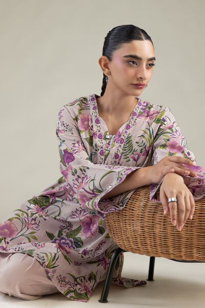 Printed | Cambric | Floral V-Neck Kurta | USD 35.00