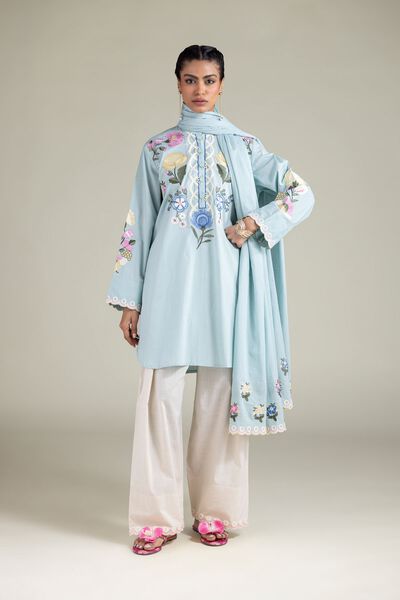 Embroidered | Textured Cotton | Relaxed Lace-Up Shalwar | USD 30.00