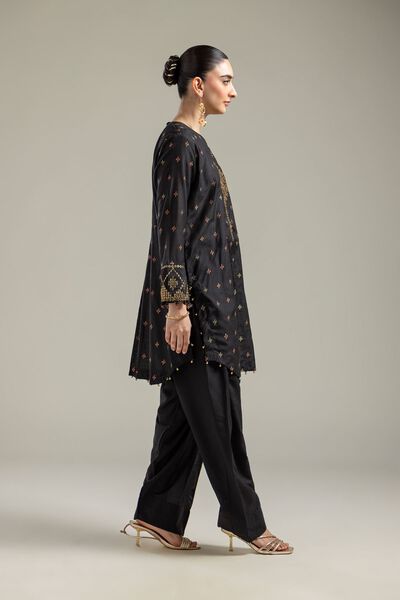 Raw Silk | Solid Black Shalwar | USD 9.00