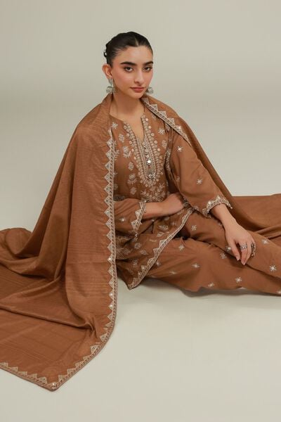 Embroidered | Raw Silk | Geometric Threadwork Kurta | USD 27.50