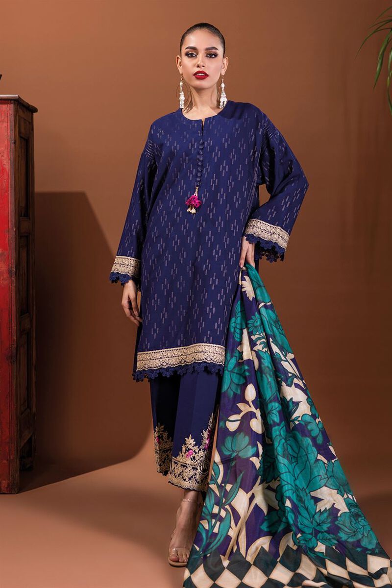 Embroidered | Cotton Zari Jacquard | Fabrics 3 Piece | null