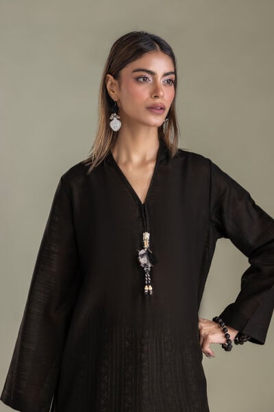 Printed | Light Khaddar | Black Khaddar Kurta | USD 35.00