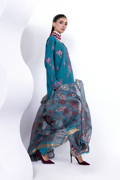 Embroidered | Dull Raw Silk | Fabrics 3 Piece | USD 90.00