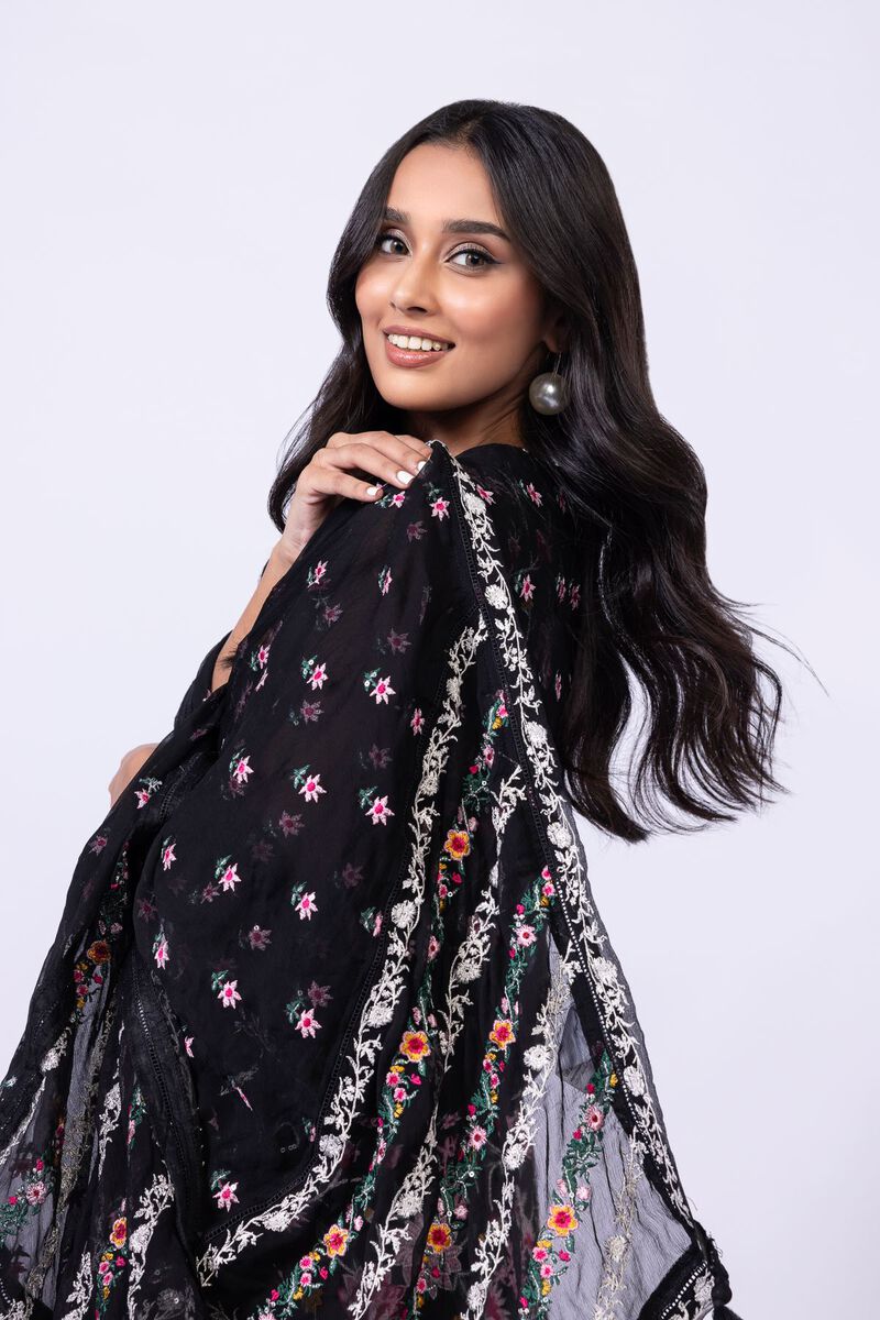 Embroidered | Polyester Crinkle Chiffon | Dupatta | null