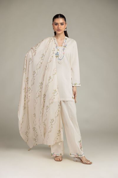 Embroidered | Cotton Dobby | Floral Cotton Pants | USD 25.00