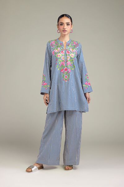 Embroidered | Cambric | Blue Cambric Pants | USD 7.50