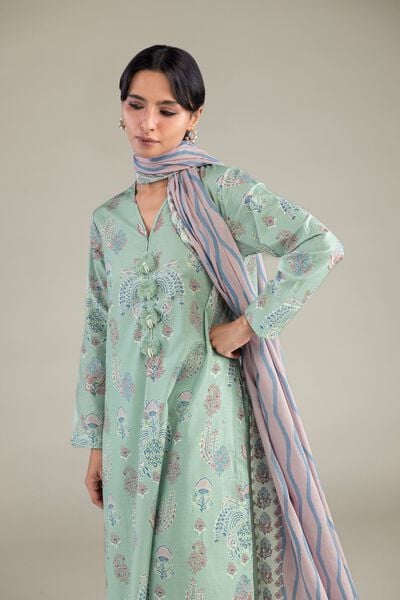 Cambric | Mint V-Neck Kurta | USD 35.00