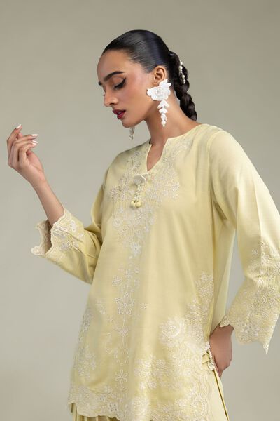 Embroidered | Raw Silk | Silk V-Neck Kurta | USD 30.00