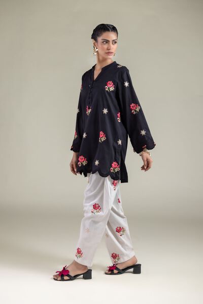 Embroidered | Textured Cotton | Floral Straight Shalwar | USD 30.00