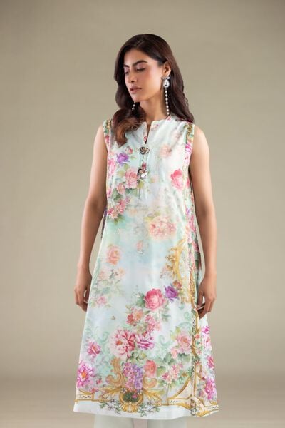 Embroidered | Raw Silk | Sleeveless Floral Kurta | USD 27.50