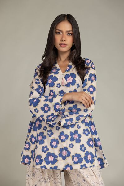 Printed | Cambric | Floral V-Neck Kurta | USD 35.00
