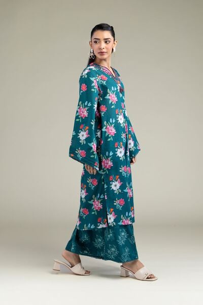 Printed | Cotton Dobby | Floral Teal Pants | USD 30.00