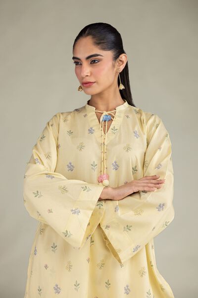 Printed | Cotton Viscose | Short Yellow Kurta | USD 40.00
