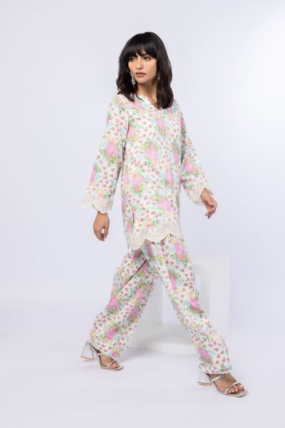 Printed | Crosshatch Raw Silk | Pants | USD 9.00