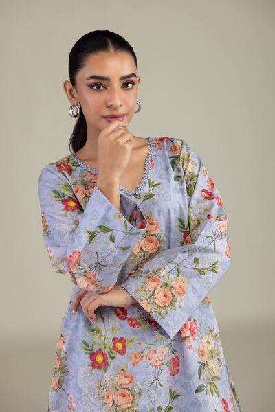 Printed | Cotton Dobby | Blue Floral Kurta | USD 17.50