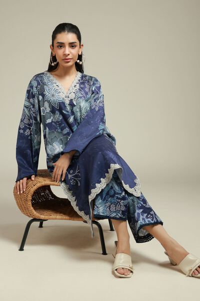 Embroidered | Satin | 2-Piece Tailored Set | USD 60.00