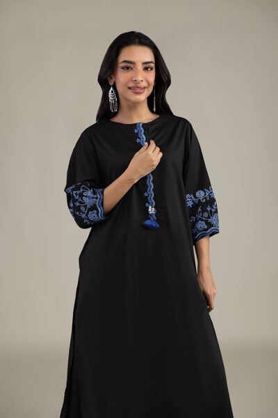 Embroidered | Cambric | Black Cambric Kurta | USD 40.00