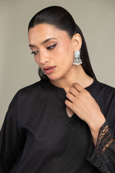 Embroidered | Cambric | Short Black Kurta | USD 55.00