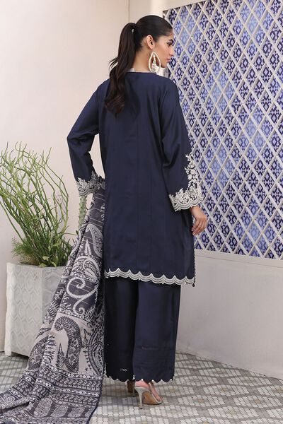 Dull Raw Silk | Embroidered | Tailored 3 Piece | USD 50.00