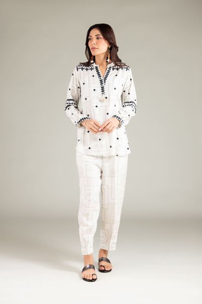 Embroidered | Viscose Crepe | Trousers | USD 18.00