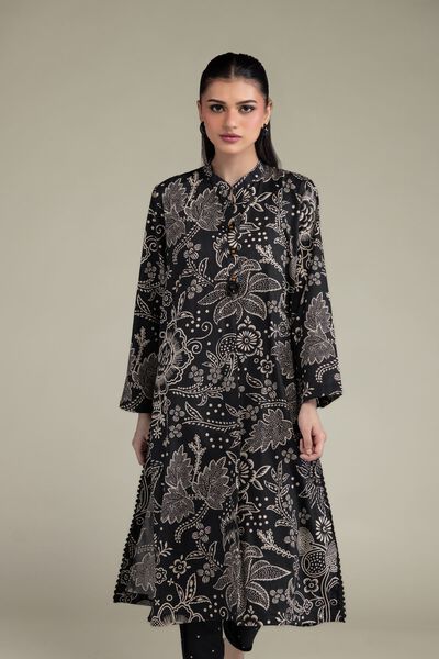Printed | Cotton Viscose | Black Longline Kurta | USD 35.00