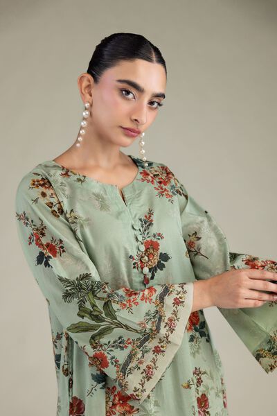 Printed | Cambric | Mint Cambric Kurta | USD 40.00