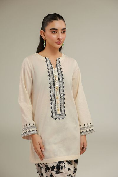 Embroidered | Cotton Dobby | White Embroidered Kurta | USD 12.00