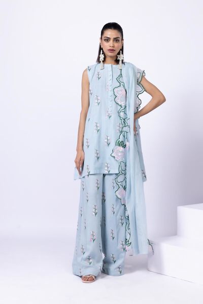 Embroidered | Cotton Zari Organza | Kurta | USD 15.00