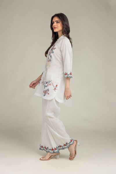 Embroidered | Cotton Dobby | Floral Cotton Pants | USD 25.00