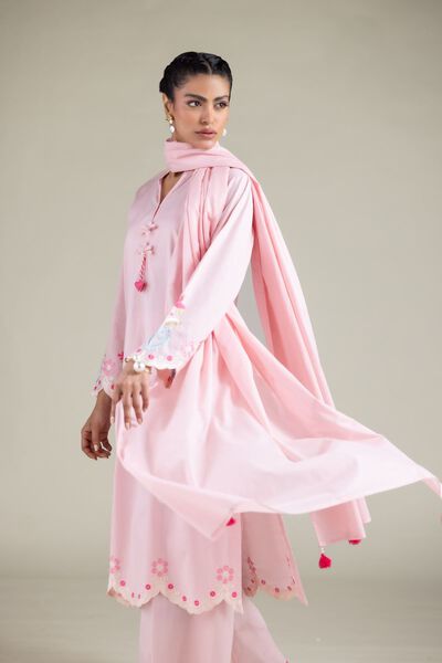 Embroidered | Textured Cotton | Tassel Dupatta | USD 25.00