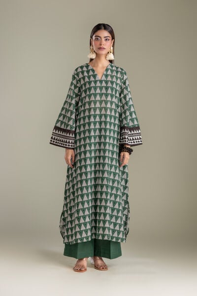 Printed | Light Khaddar | Solid Green Pants | USD 30.00