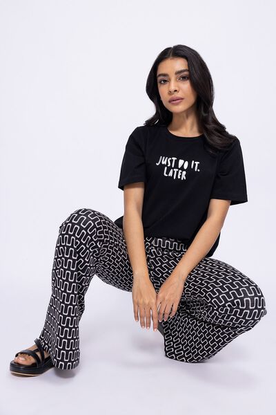 Round Neck T-shirt, BLACK, hi-res