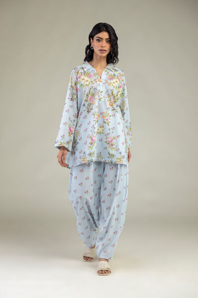 Embroidered | Cambric | Blue Floral Pants | USD 30.00