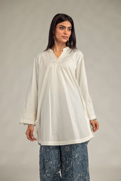 Embroidered | Cotton Dobby | V-Neck Solid Kurta | USD 40.00
