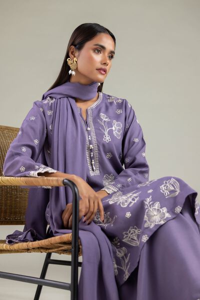 Embroidered | Raw Silk | Floral V-Neck Kurta | USD 16.50