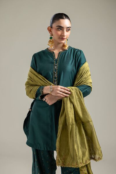 Cotton Net | Olive Net Dupatta | USD 20.00