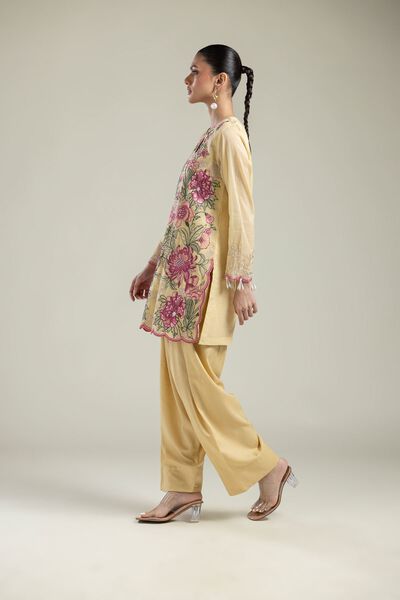 Raw Silk | Yellow Solid Shalwar | USD 10.50