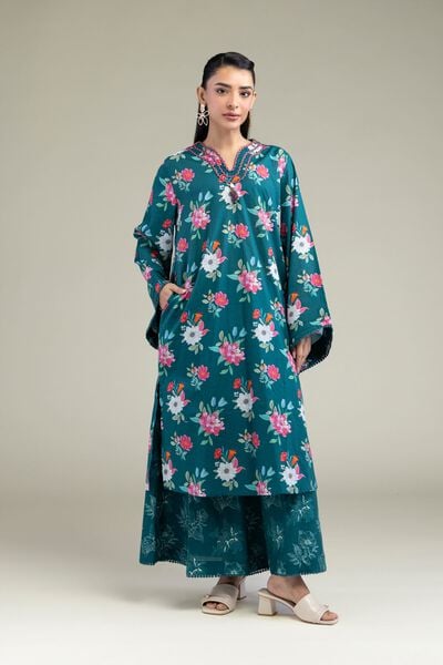 Printed | Cotton Dobby | Floral Teal Pants | USD 30.00