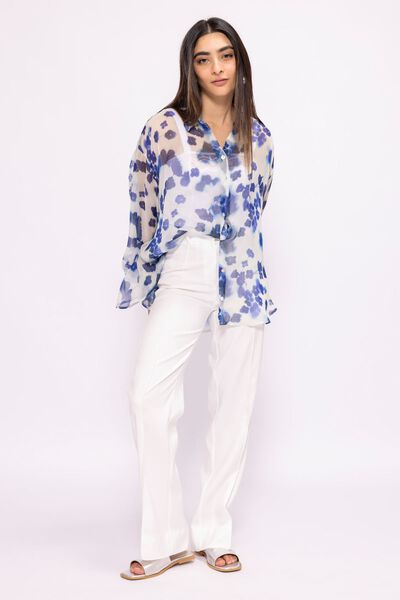 Relaxed Fit Button Down Shirt, WHITE, hi-res