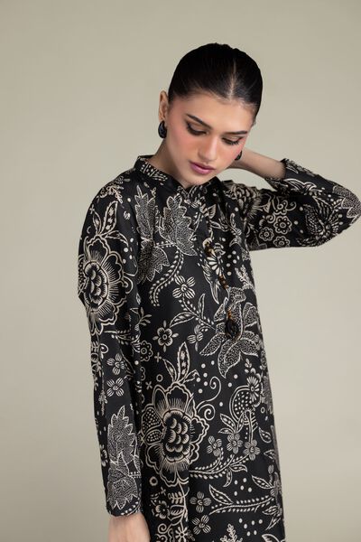Printed | Cotton Viscose | Black Longline Kurta | USD 35.00