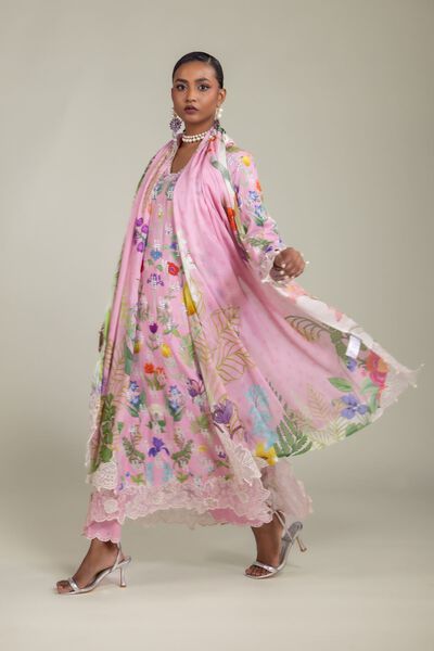Raw Silk | Floral Embroidered Suit | USD 54.00