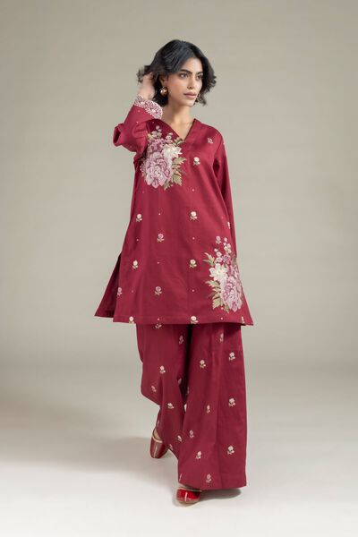 Embroidered | Textured Cotton | Pants | USD 25.00