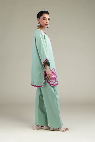 Embroidered | Cotton Dobby | Floral Mint Shalwar | USD 30.00