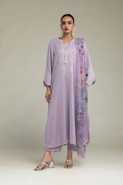 Embroidered | Raw Silk | Lavender Silk Kurta | USD 75.00