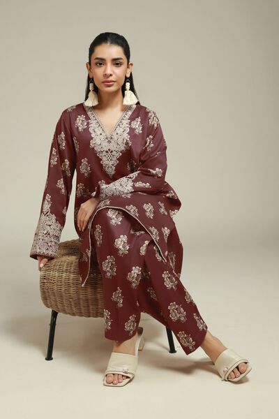 Embroidered | Satin | 2-Piece Tailored Set | USD 60.00