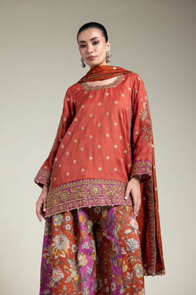 Embroidered | Raw Silk | Three-Piece Set | USD 54.00